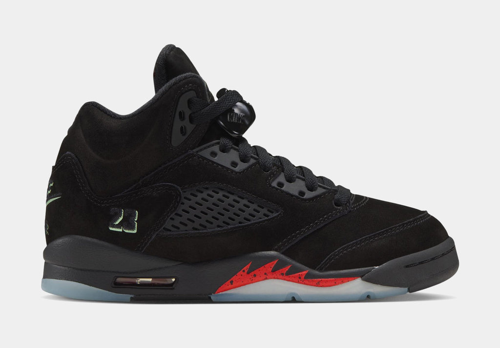 Air Jordan 5 Retro Halloween Grade School Lifestyle Shoes (Black/Picante Red/Glow N The Dark)