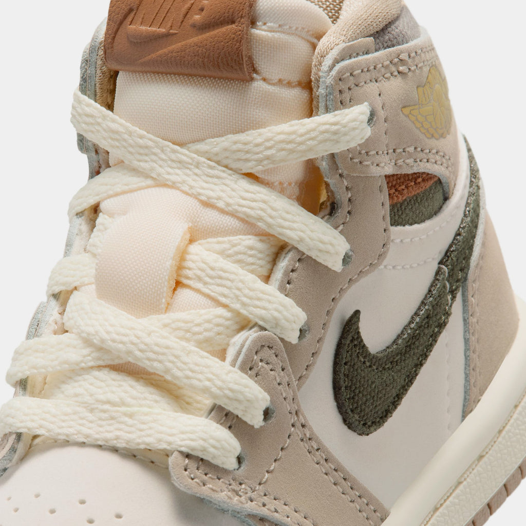 Air Jordan 1 Retro High OG Khaki Infant Toddler Lifestyle Shoes (Khaki/Sail/Coconut Milk/Cargo Khaki) Free Shipping
