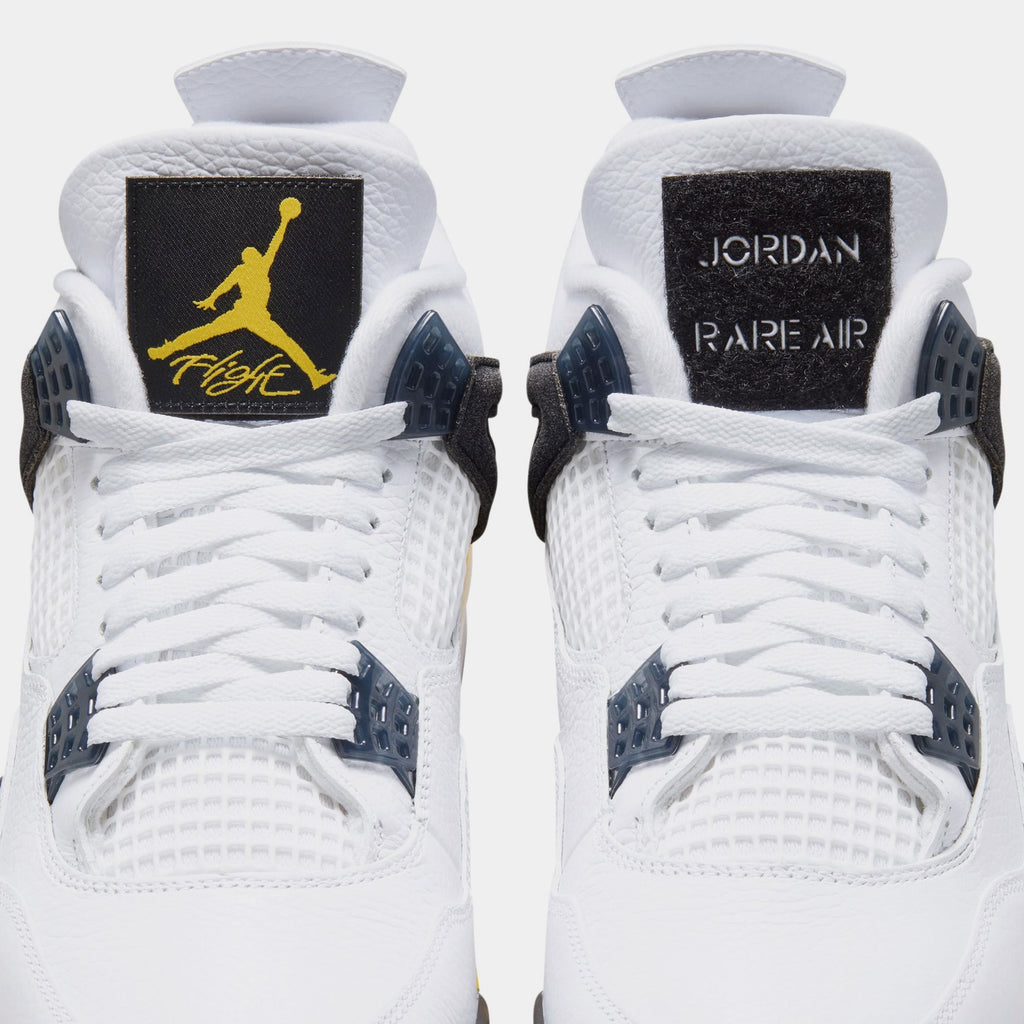 Air Jordan 4 Retro Rare Air Tour Yellow Mens Lifestyle Shoes (White/Dark Blue Grey/Black/Tour Yellow) Free Shipping