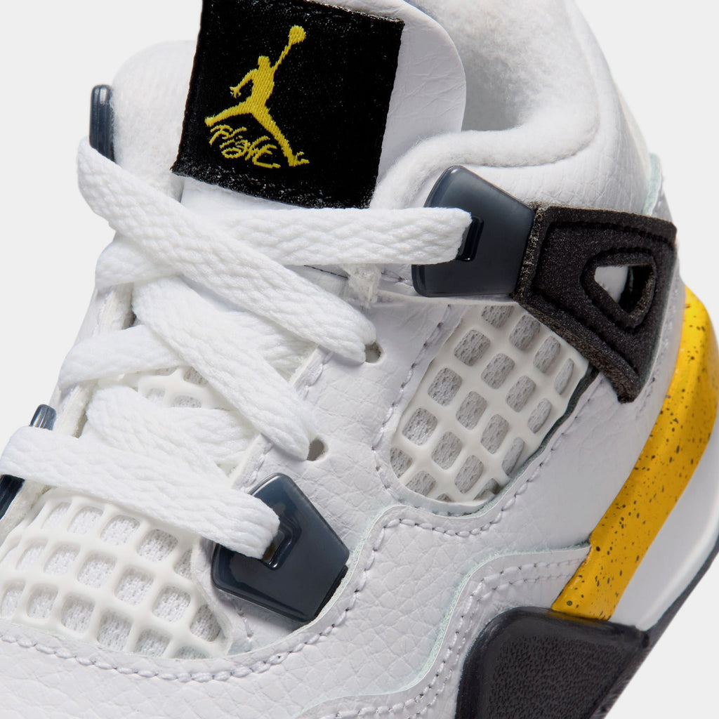 Air Jordan 4 Retro Rare Air Tour Yellow Infant Toddler Lifestyle Shoes (White/Dark Blue Grey/Black/Tour Yellow) Free Shipping
