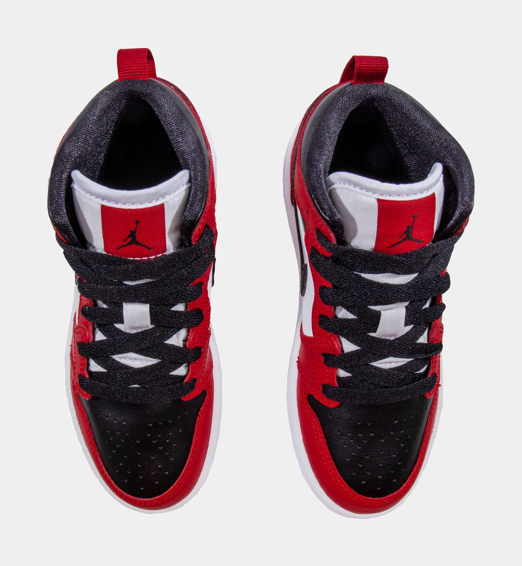 Air Jordan 1 Mid Preschool Lifestyle Shoes (Black/Red/White)