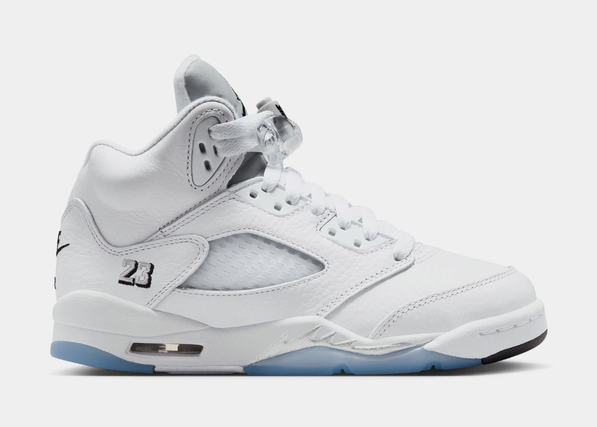 Air Jordan 5 Retro OG White Metallic Grade School Lifestyle Shoes (White/Black/Metallic Silver) Free Shipping