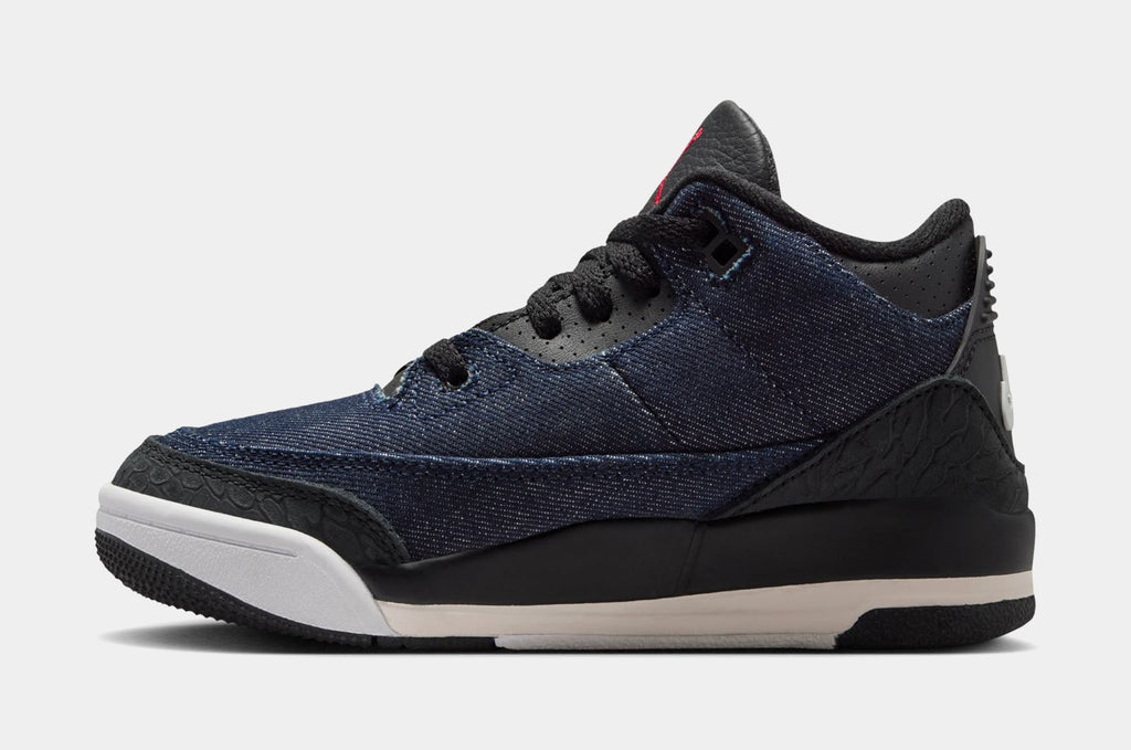 Air Jordan 3 Retro x Levi's Indigo And Gym Red Preschool Lifestyle Shoes (Denim/Black/Sail)