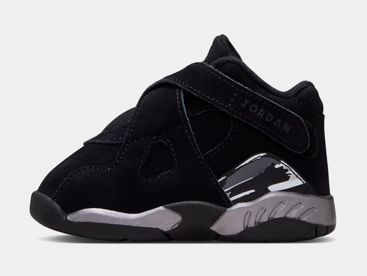 Air Jordan 8 Retro Chrome Black And Light Graphite Infant Toddler Lifestyle Shoes (Black/White/Light Graphite) Free Shipping