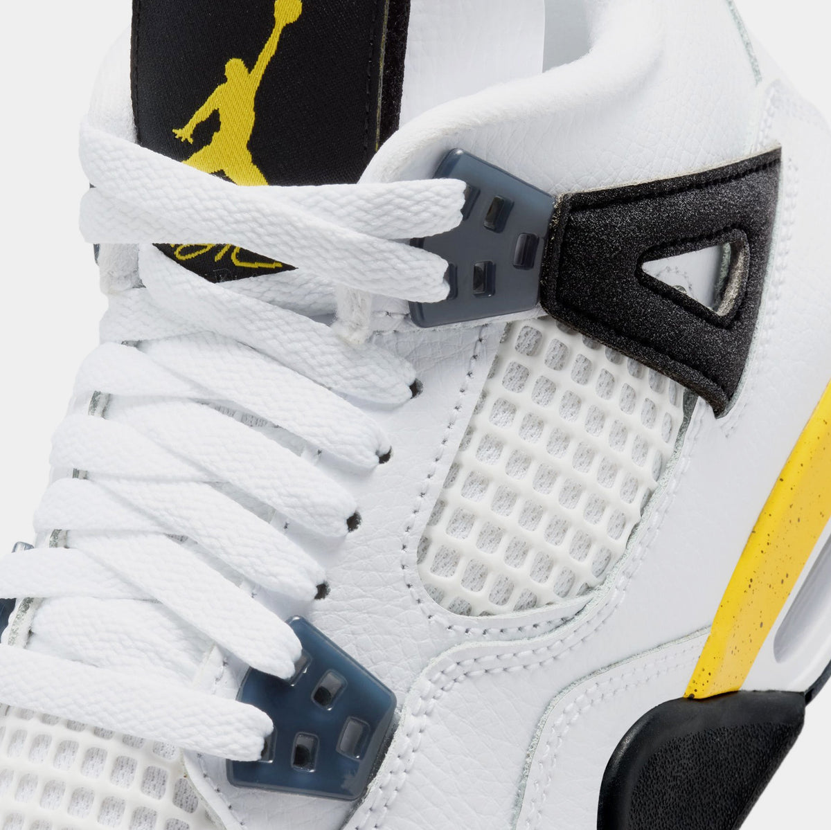 Air Jordan 4 Retro Rare Air Tour Yellow Grade School Lifestyle Shoes (White/Dark Blue Grey/Black/Tour Yellow) Free Shipping