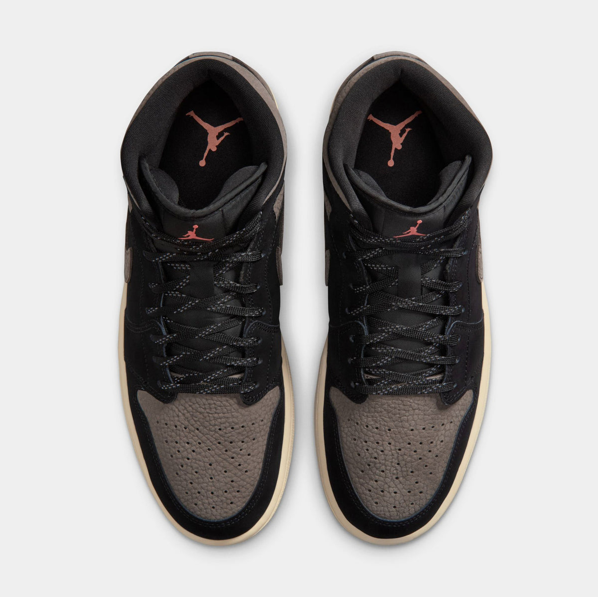 Air Jordan 1 Mid SE Mens Lifestyle Shoes (Black/Light Wild Mango/Olive Grey)