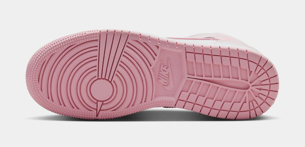 Air Jordan 1 Mid Grade School Lifestyle Shoes (Pearl Pink/Medium Soft Pink/White)