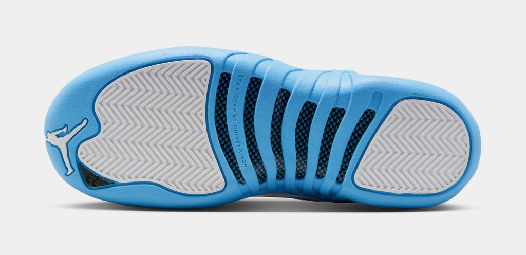 Air Jordan 12 Retro White and University Blue Grade School Lifestyle Shoes (White/University Blue/Metallic Silver)