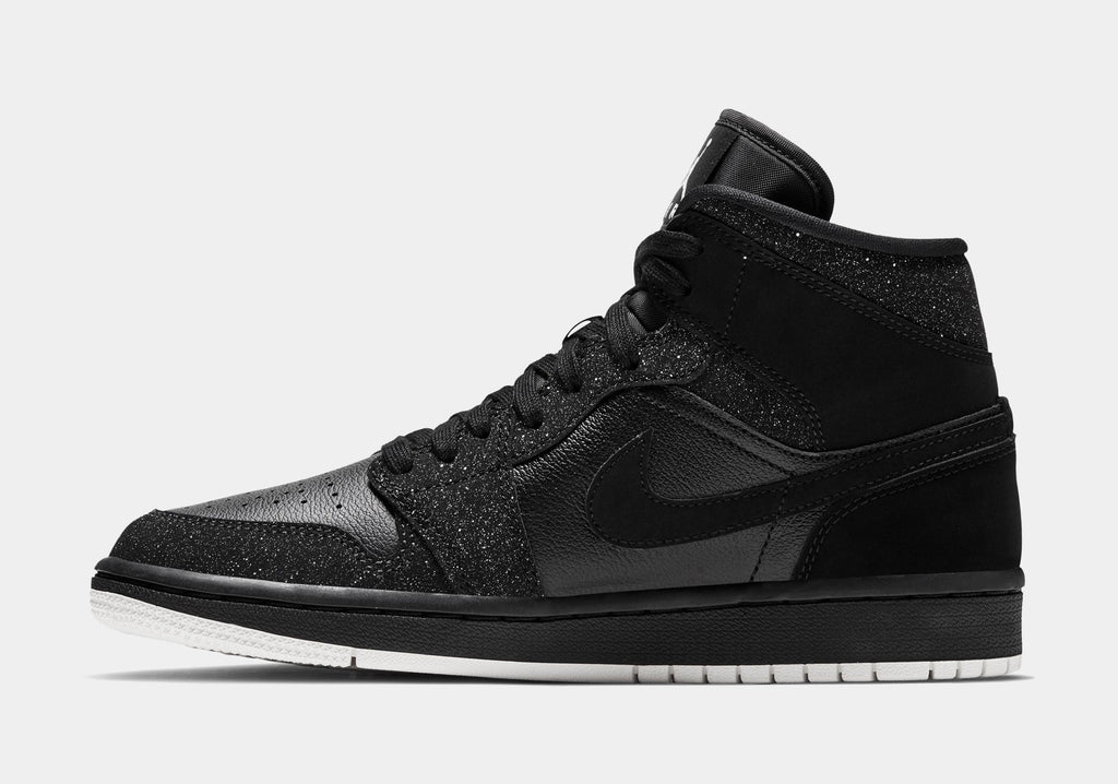 Air Jordan 1 Mid Black Womens Lifestyle Shoes (Black/White/Phantom)