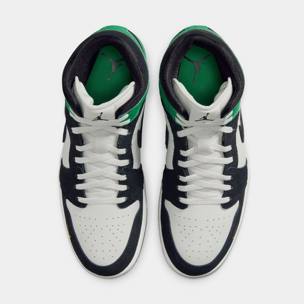 Air Jordan 1 Mid Mens Lifestyle Shoes (Summit White/Lucky Green/University Gold/Black)