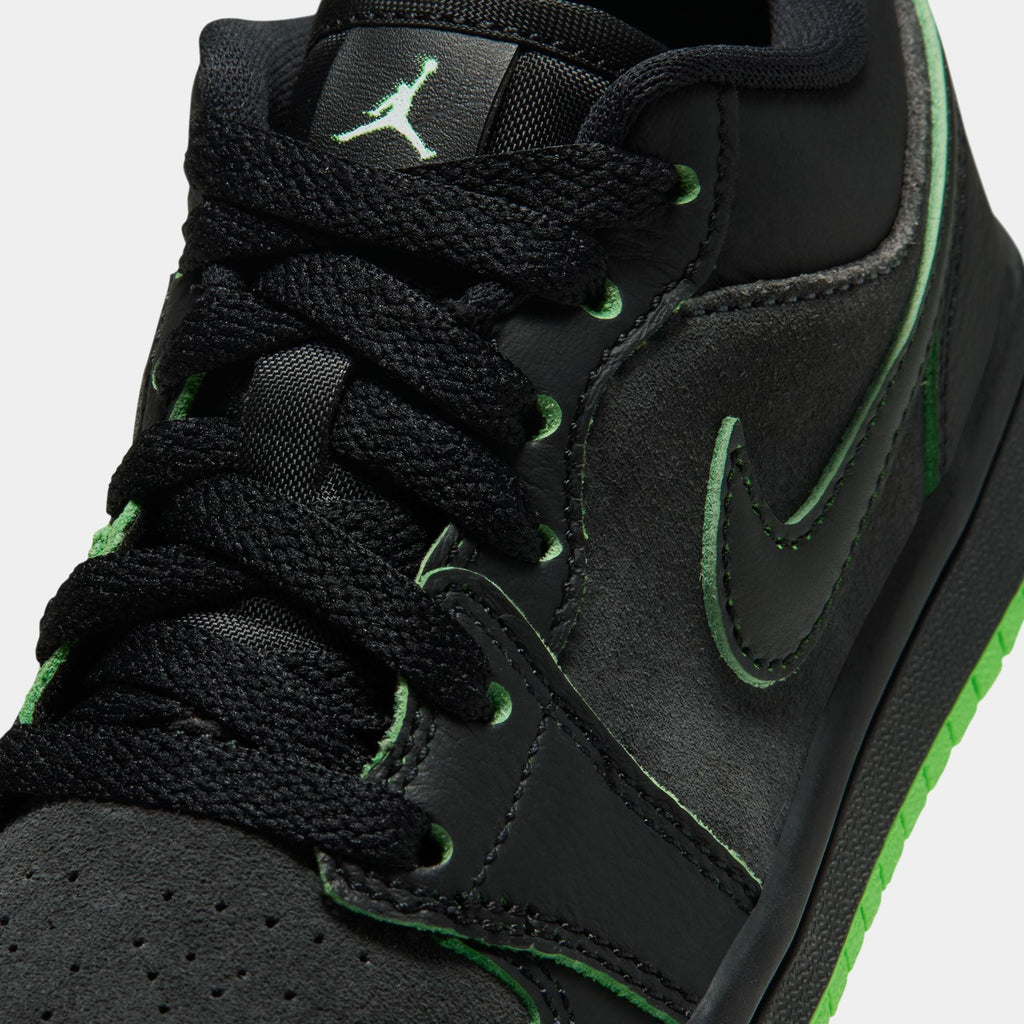 Air Jordan 1 Low Halloween Preschool Lifestyle Shoes (Black/Black/Scream Green/Dark Smoke Grey)