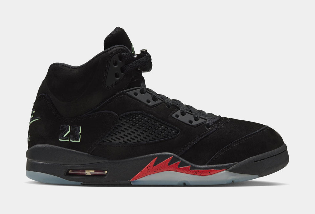 Air Jordan 5 Retro Halloween Mens Lifestyle Shoes (Black/Picante Red/Glow N The Dark)