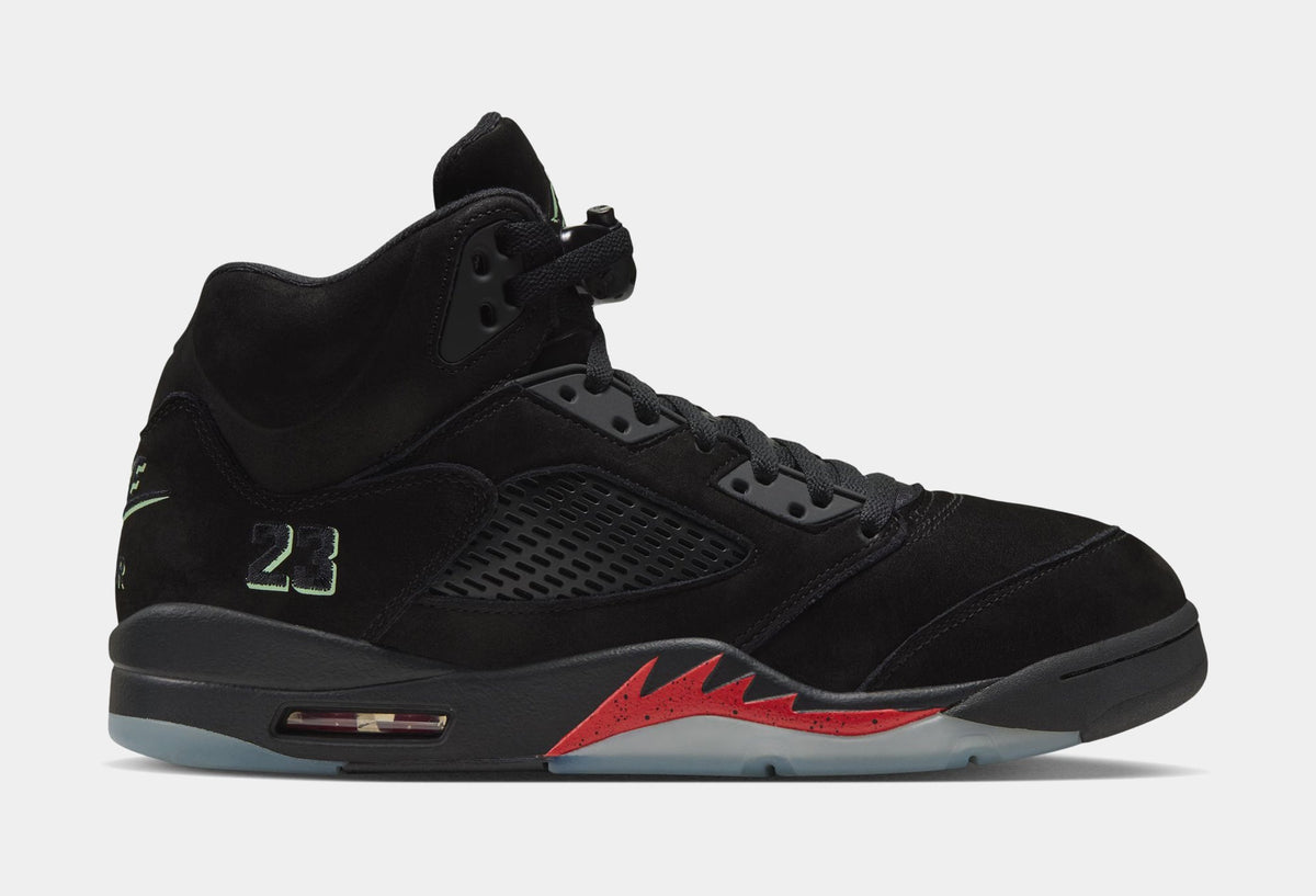 Air Jordan 5 Retro Halloween Mens Lifestyle Shoes (Black/Picante Red/Glow N The Dark)