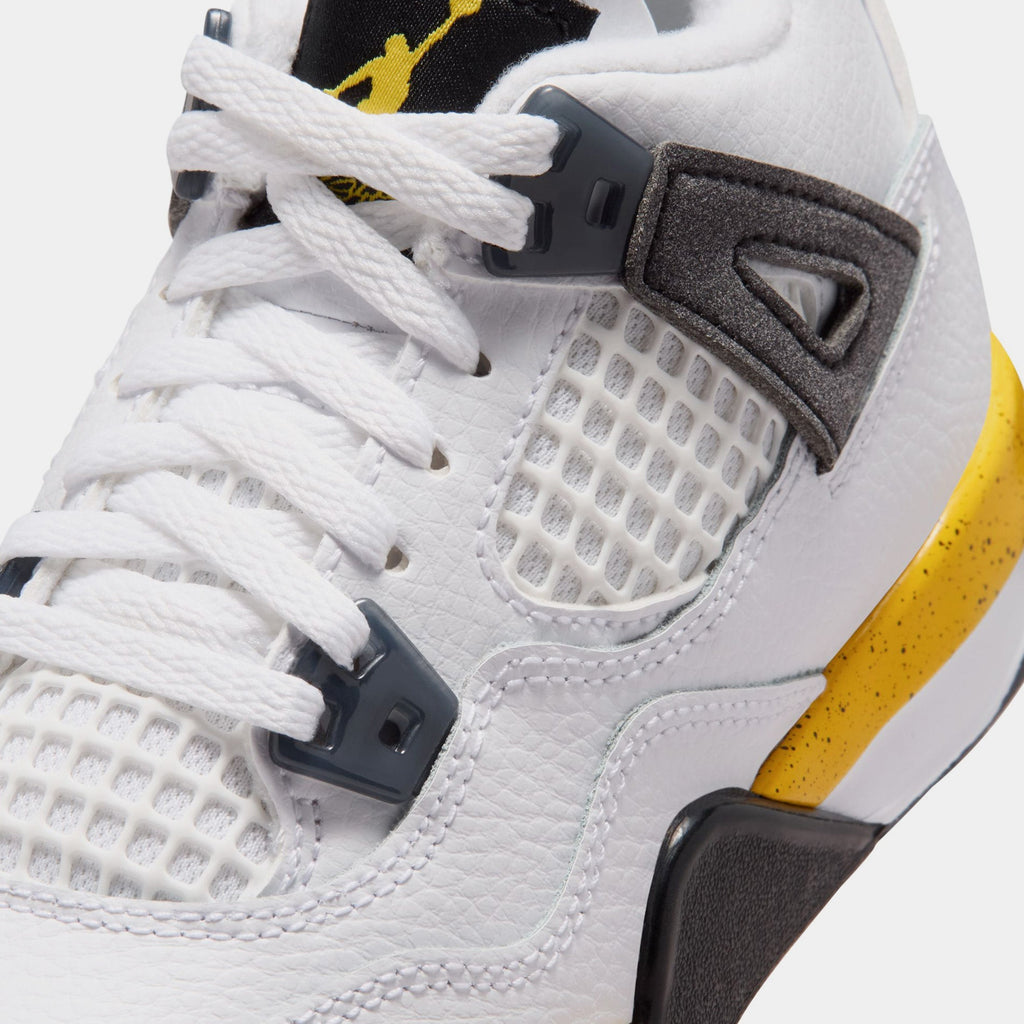 Air Jordan 4 Retro Rare Air Tour Yellow Preschool Lifestyle Shoes (White/Dark Blue Grey/Black/Tour Yellow) Free Shipping