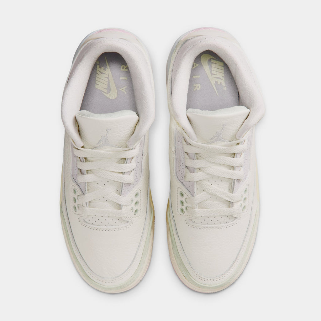 Air Jordan 3 Retro Sail and Jade Aura Grade School Lifestyle Shoes (Sail/Aura/Jade Aura/Iris Whisper)