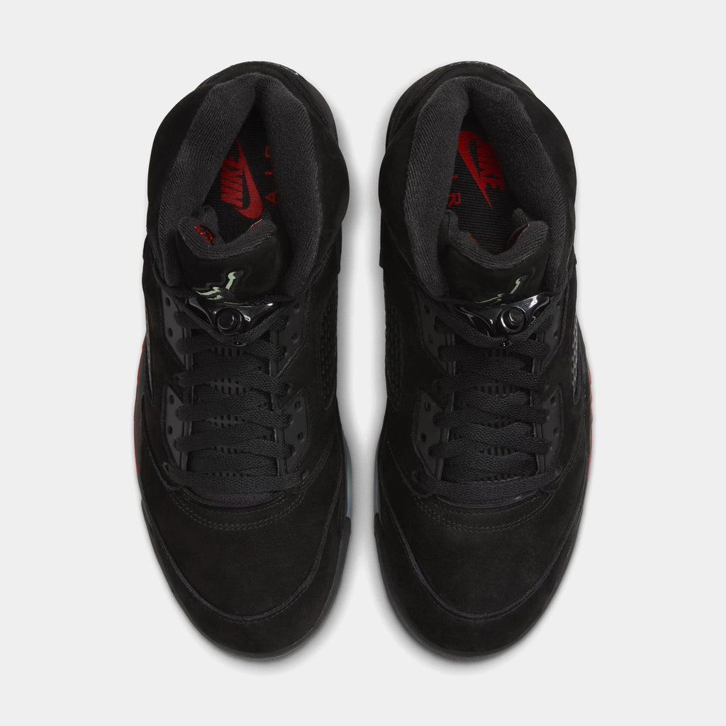 Air Jordan 5 Retro Halloween Mens Lifestyle Shoes (Black/Picante Red/Glow N The Dark)
