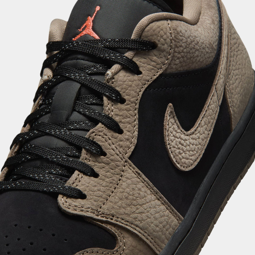 Air Jordan 1 Low SE Mens Lifestyle Shoes (Black/Light Wild Mango/Olive Grey)