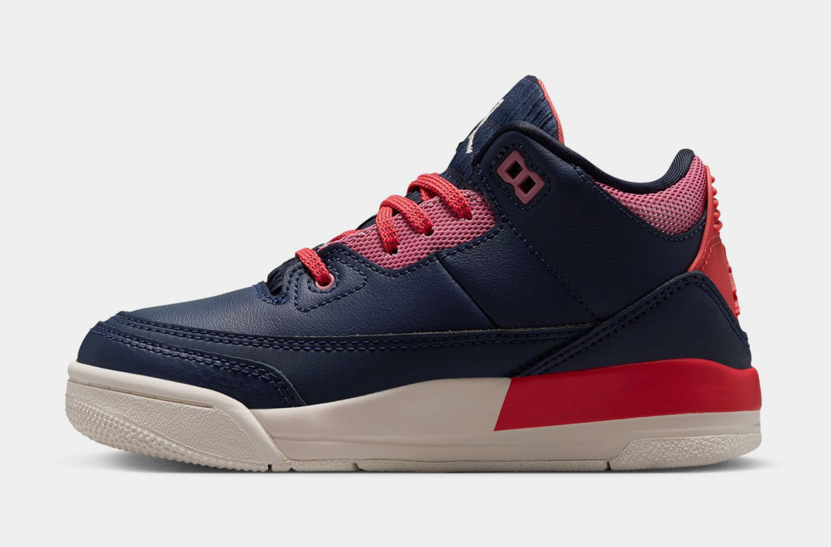 Air Jordan 3 Retro Sport Renaissance Preschool Lifestyle Shoes (Obsidian/Chalk/Track Red) Free Shipping
