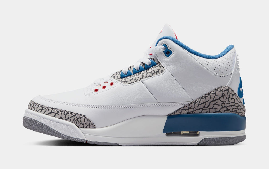 Air Jordan 3 Retro OG True Blue Mens Lifestyle Shoes (White/Varsity Red/True Blue/Cement Grey/Anthracite) Free Shipping