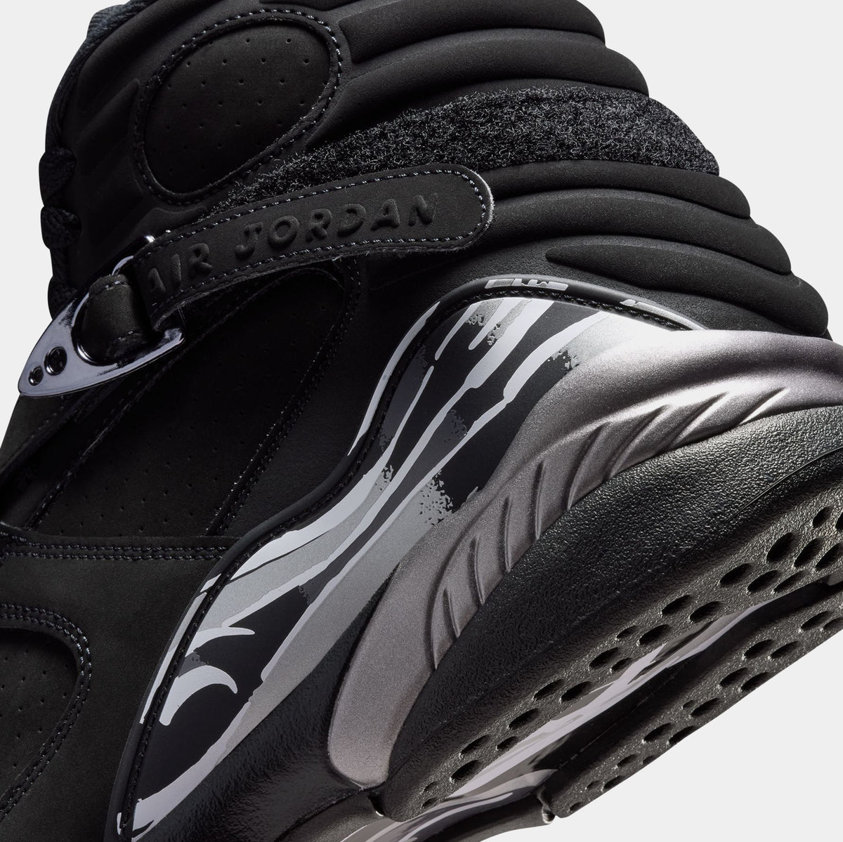 Air Jordan 8 Retro Chrome Black And Light Graphite Mens Lifestyle Shoes (Black/White/Light Graphite) Free Shipping