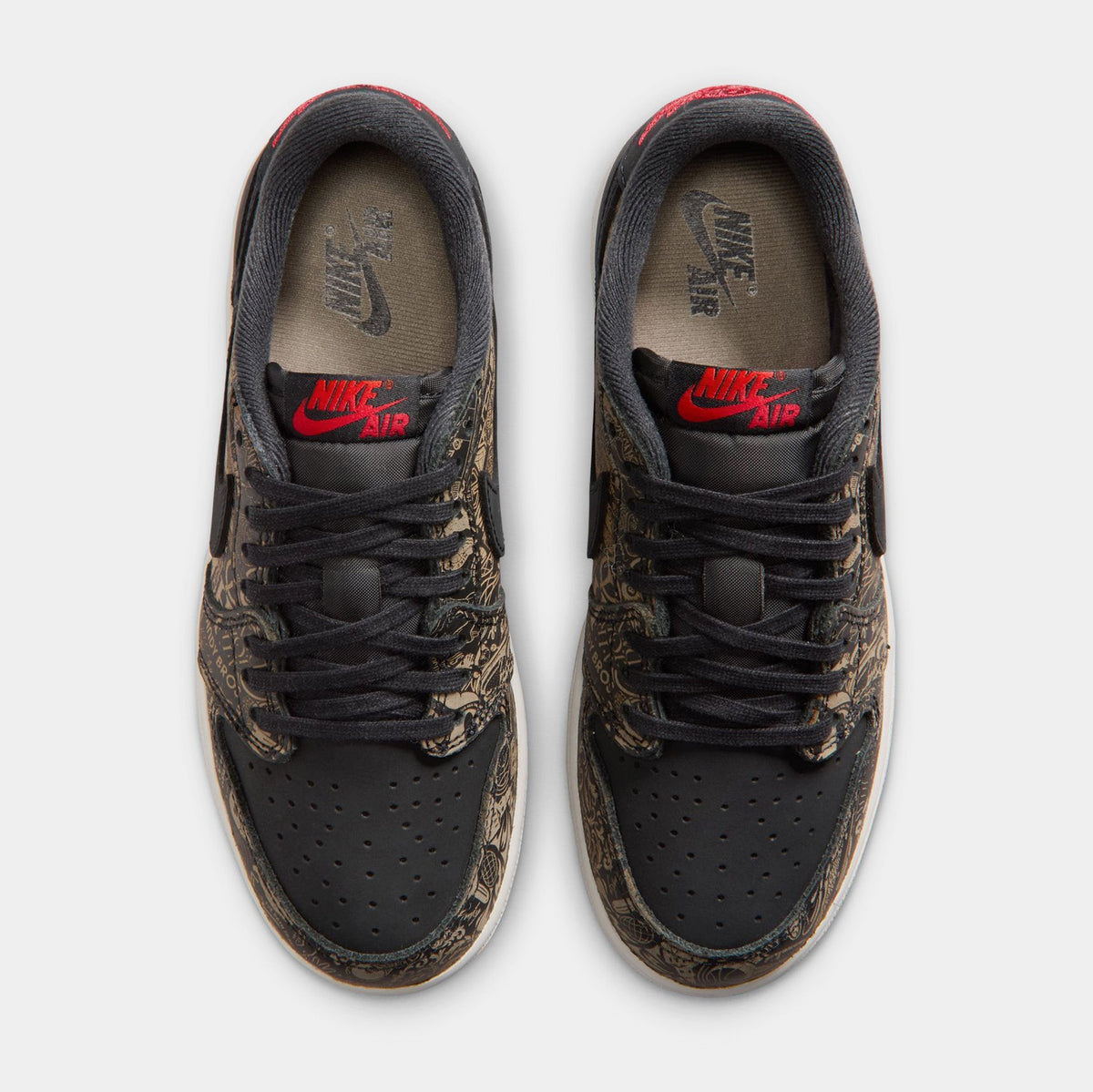 Air Jordan 1 Retro Low OG Laser Black And Varsity Red Grade School Lifestyle Shoes (Black/Varsity Red/Summit White)