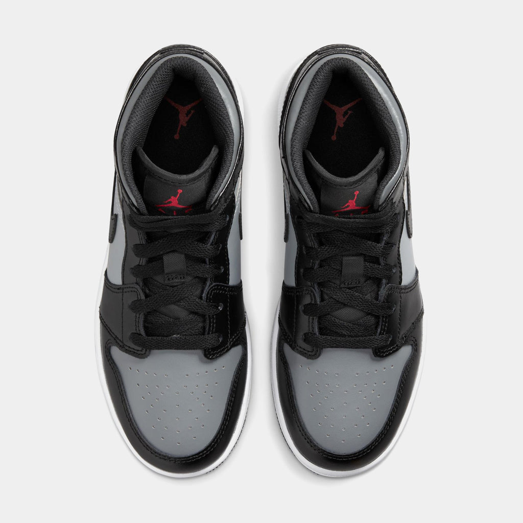Air Jordan 1 Mid Grade School Lifestyle Shoes (Black/Gym Red/Particle Grey/White)
