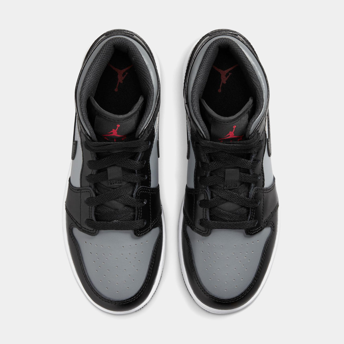 Air Jordan 1 Mid Grade School Lifestyle Shoes (Black/Gym Red/Particle Grey/White)