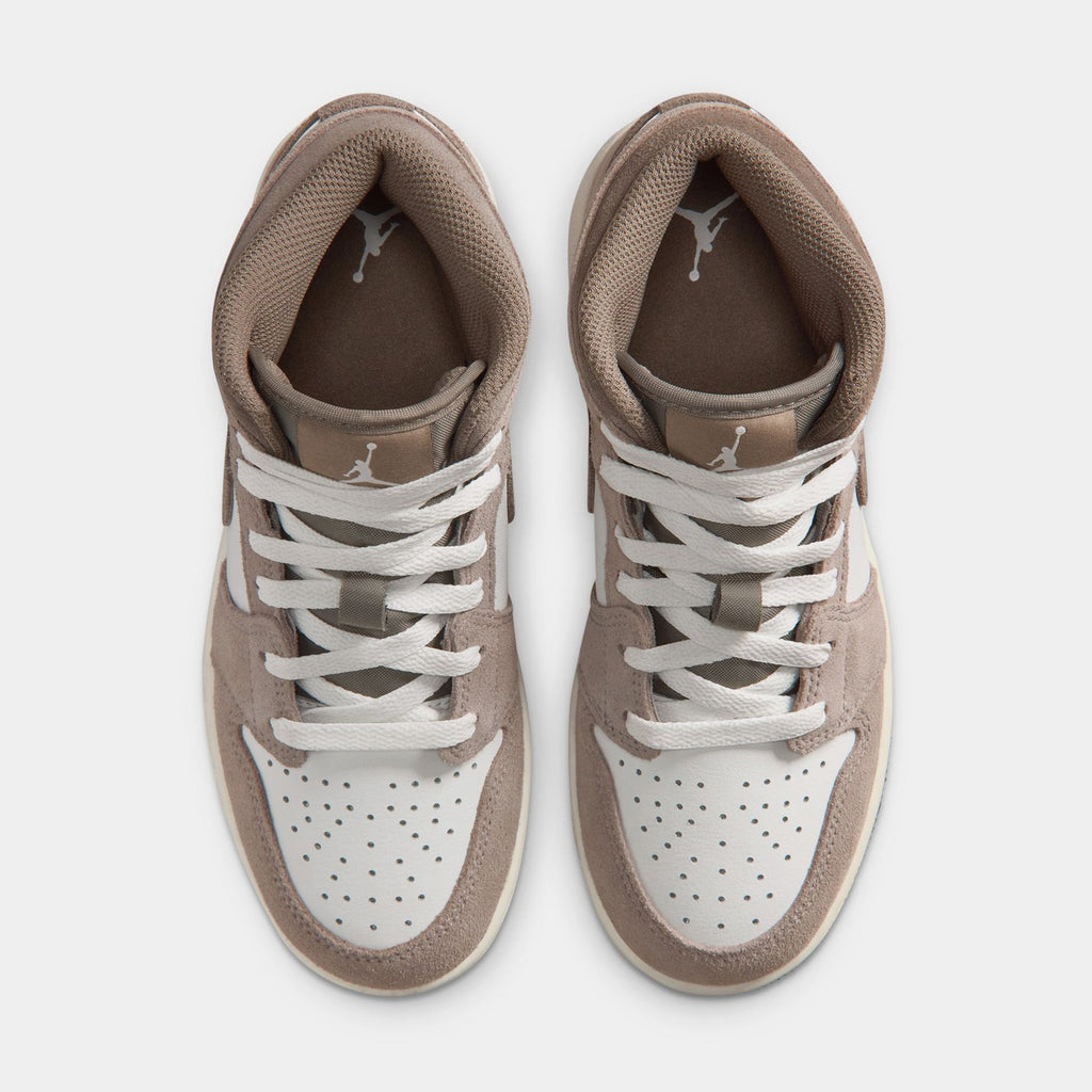 Air Jordan 1 Mid Grade School Lifestyle Shoes (Enigma Stone/Olive Grey/Summit White)
