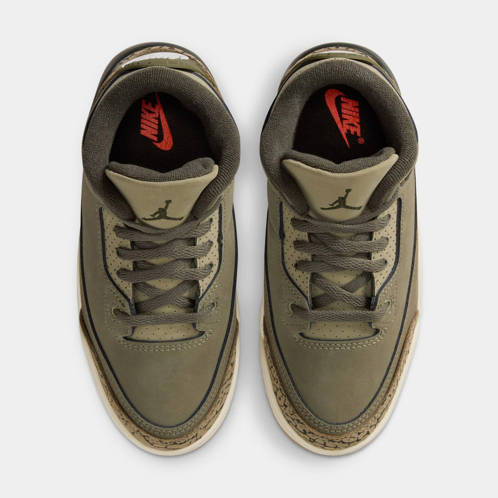 Air Jordan 3 Retro Medium Olive Preschool Lifestyle Shoes (Medium Olive/Sequoia/Neutral Olive/Sail/Total Crimson)