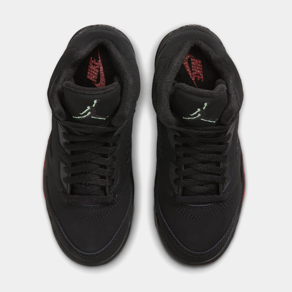 Air Jordan 5 Retro Halloween Preschool Lifestyle Shoes (Black/Black/Picante Red/Glow N The Dark)