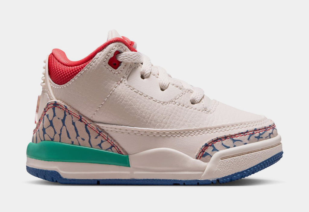 Air Jordan 3 Retro Play Your Way Infant Toddler Lifestyle Shoes (Chalk/Track Red/True Blue/Kinetic Green) Free Shipping
