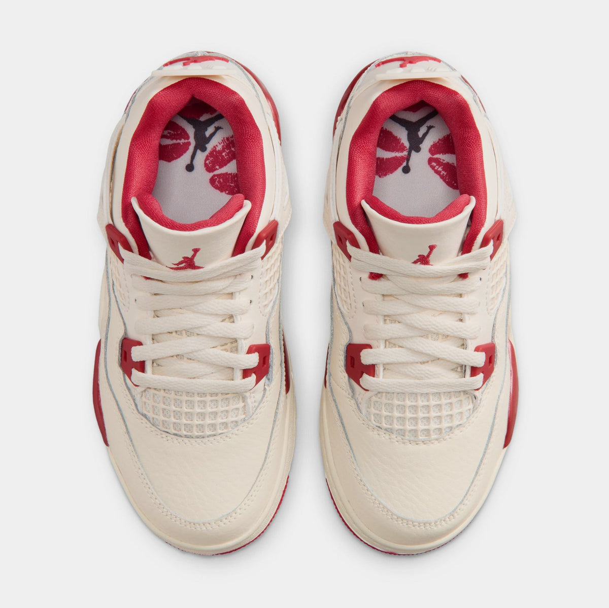 Air Jordan 4 Retro Valentines Day Preschool Lifestyle Shoes (Pale Ivory/Sierra Red/Tough Red)