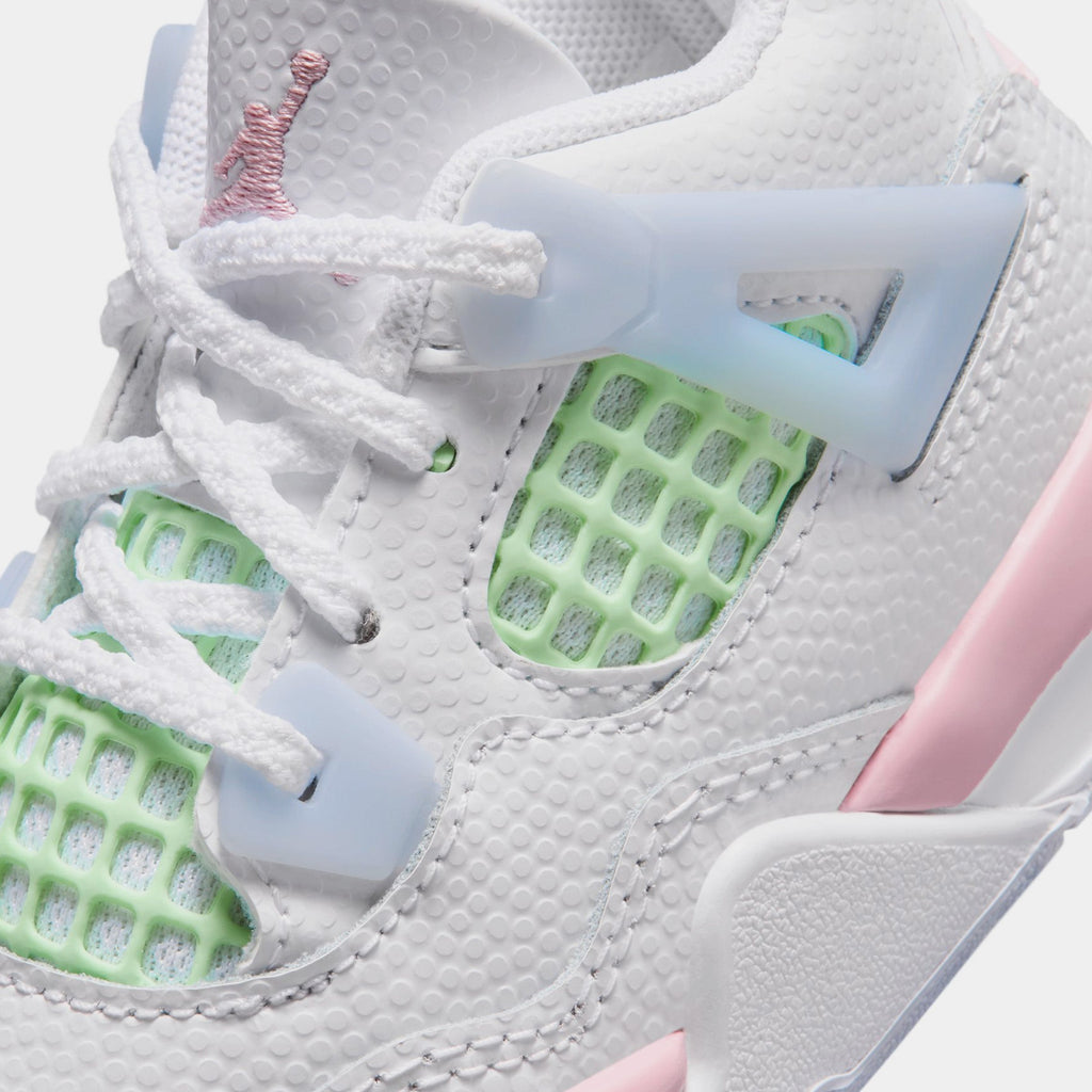 Air Jordan 4 Retro Medium Soft Pink Infant Toddler Lifestyle Shoes (White/Medium Soft Pink/Half Blue/Vapor)