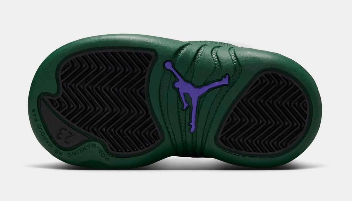 Air Jordan 12 Retro Idols Become Rivals Infant Toddler Lifestyle Shoes (Summit White/Gorge Green/Fierce Pruple) Free Shipping