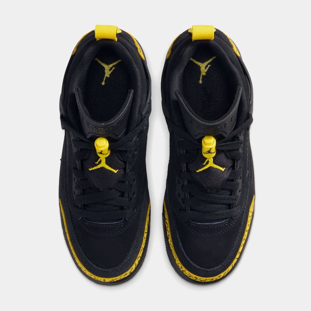 Spizike Low Grade School Basketball Shoes (Black/Black/Speed Yellow/Speed Yellow)