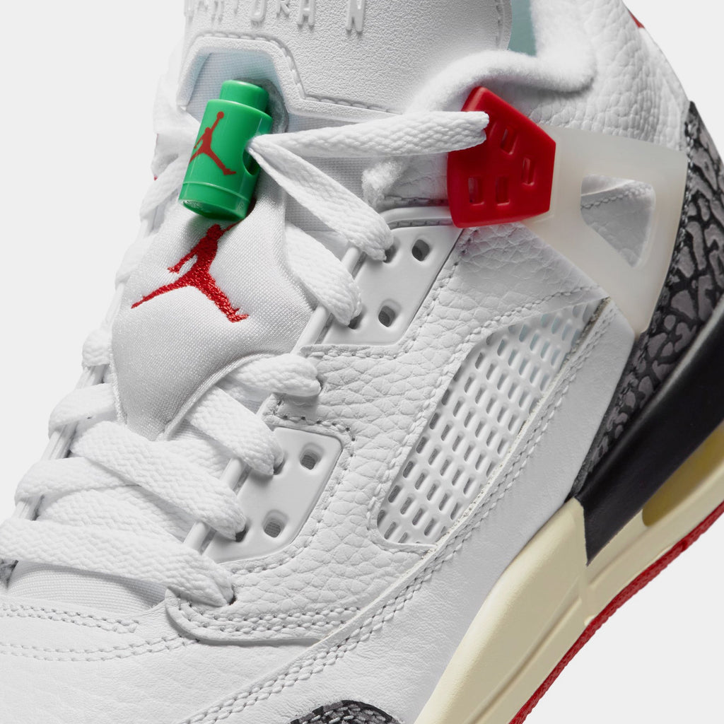 Spizike Low Do The Right Thing Grade School Basketball Shoes (White/Coconut Milk/Black/Varsity Red)