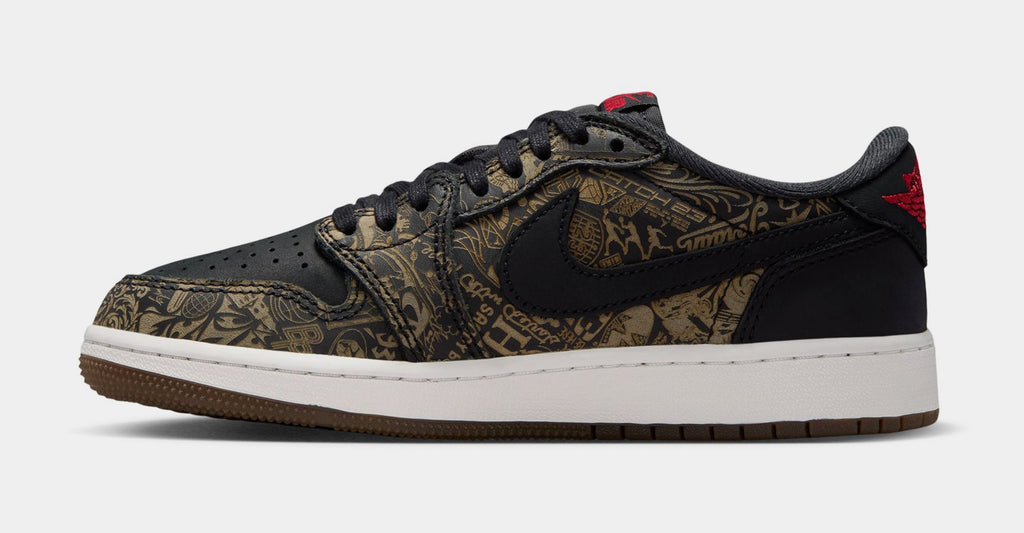 Air Jordan 1 Retro Low OG Laser Black And Varsity Red Grade School Lifestyle Shoes (Black/Varsity Red/Summit White)