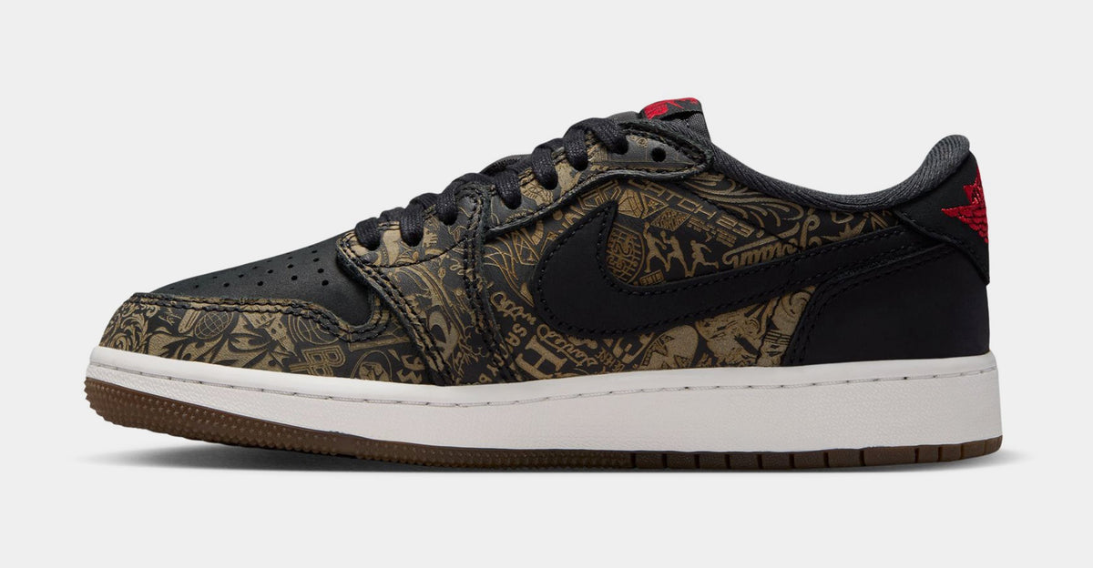 Air Jordan 1 Retro Low OG Laser Black And Varsity Red Grade School Lifestyle Shoes (Black/Varsity Red/Summit White)