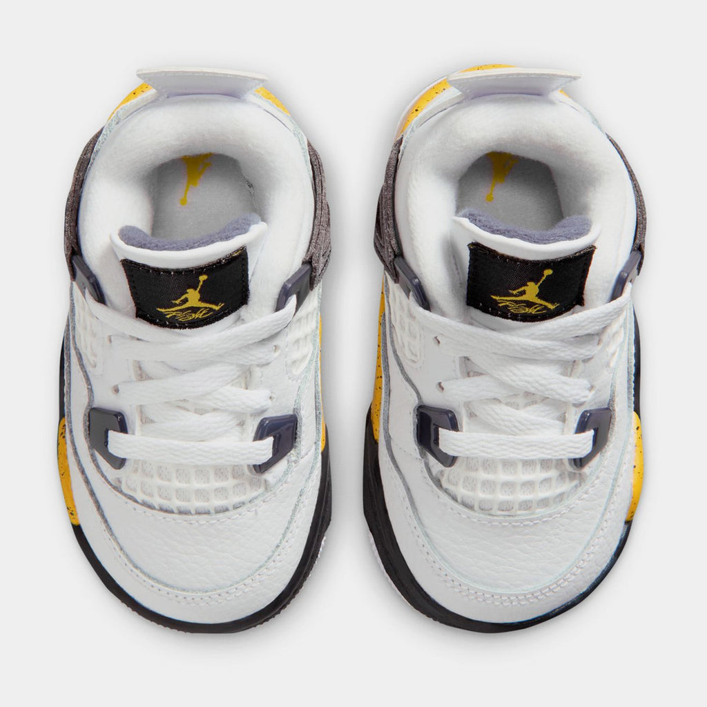 Air Jordan 4 Retro Rare Air Tour Yellow Infant Toddler Lifestyle Shoes (White/Dark Blue Grey/Black/Tour Yellow) Free Shipping