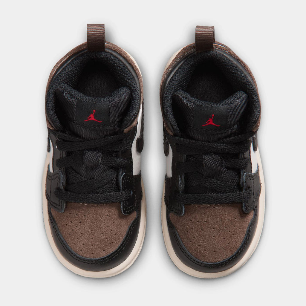 Air Jordan 1 Mid Black Palomino Infant Toddler Lifestyle Shoes (Black/Phantom/Palomino/University Red)