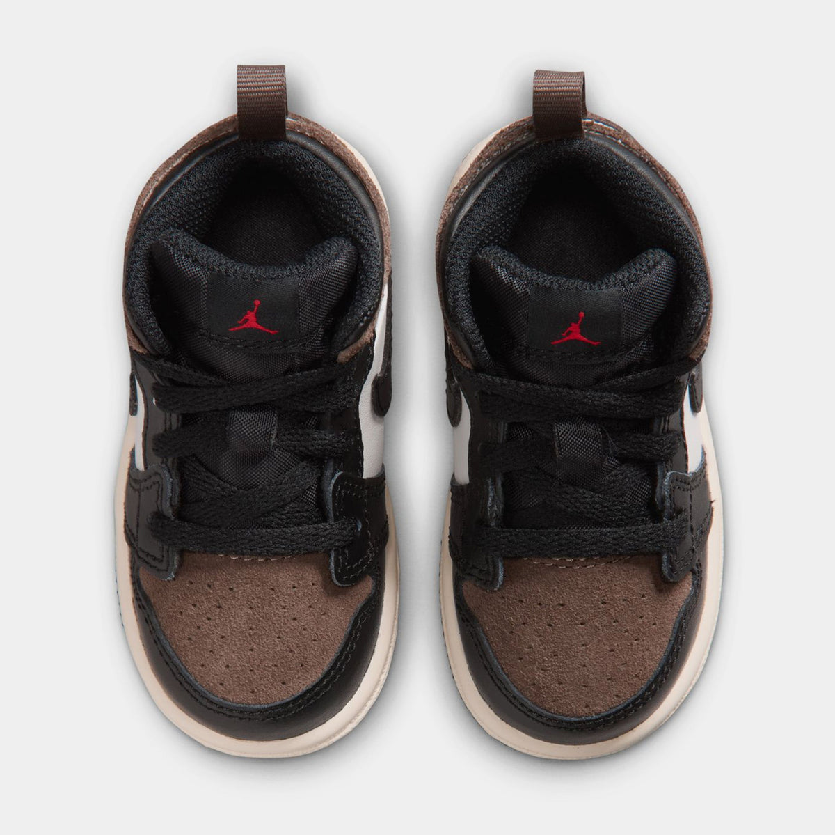 Air Jordan 1 Mid Black Palomino Infant Toddler Lifestyle Shoes (Black/Phantom/Palomino/University Red)