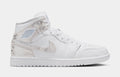 Air Jordan 1 Mid SE Mens Lifestyle Shoes (White/White/White/Field Silver)