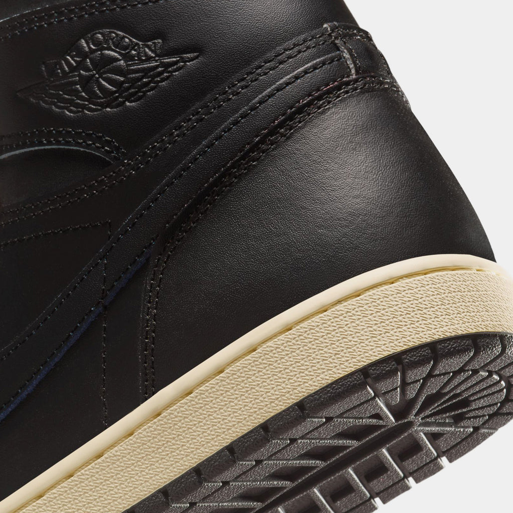 Air Jordan 1 Retro High OG Black and Muslin Mens Lifestyle Shoes (Black/Black Muslin)