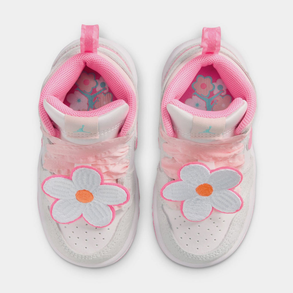 Air Jordan 1 Mid SE Infant Toddler Lifestyle Shoes (Vast Grey/Pink Glow/Sail)