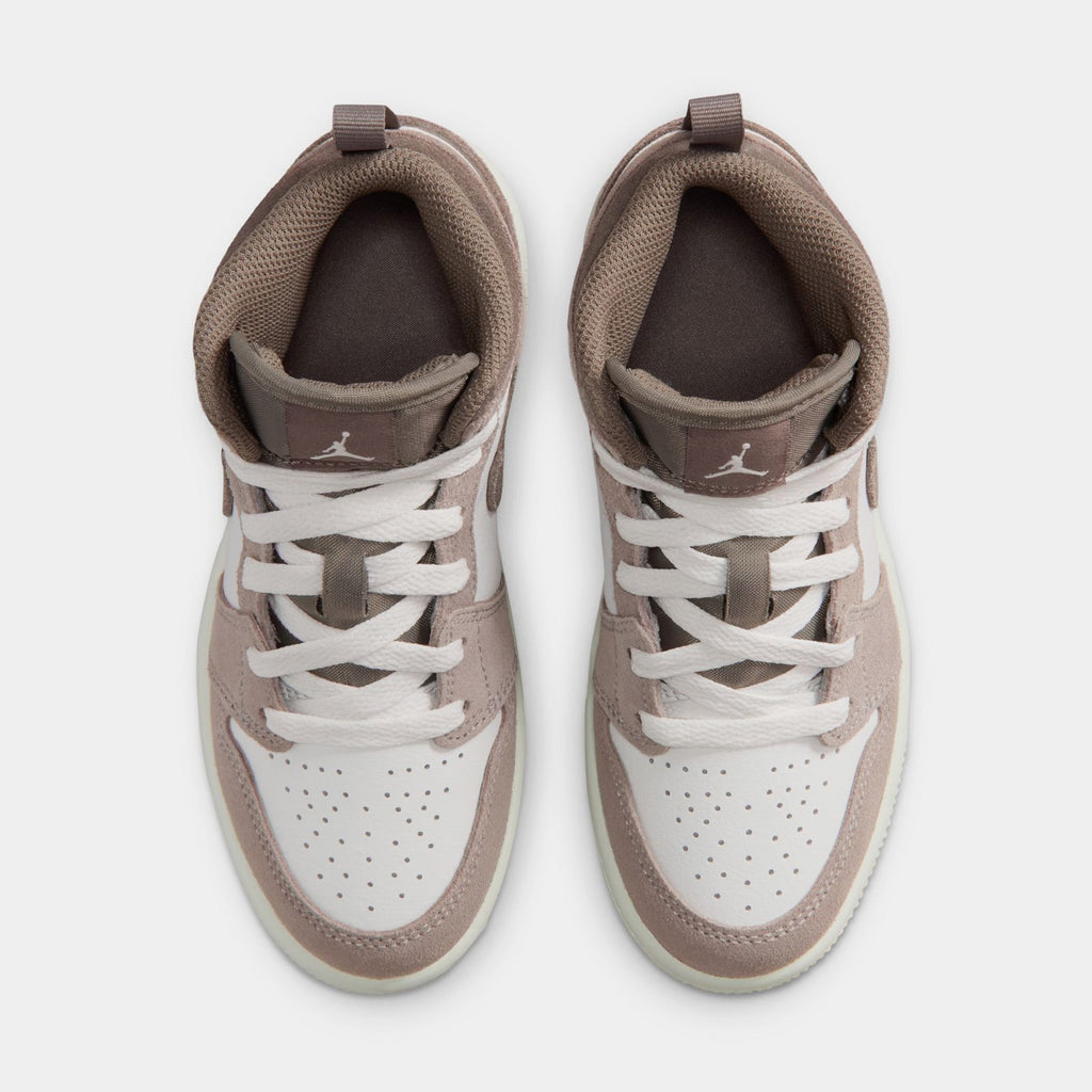 Air Jordan 1 Mid Preschool Lifestyle Shoes (Enigma Stone/Olive Grey)