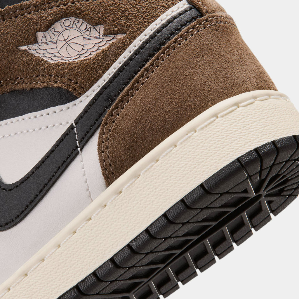 Air Jordan 1 Mid Black Palomino Grade School Lifestyle Shoes (Black/Phantom/Palomino/University Red)