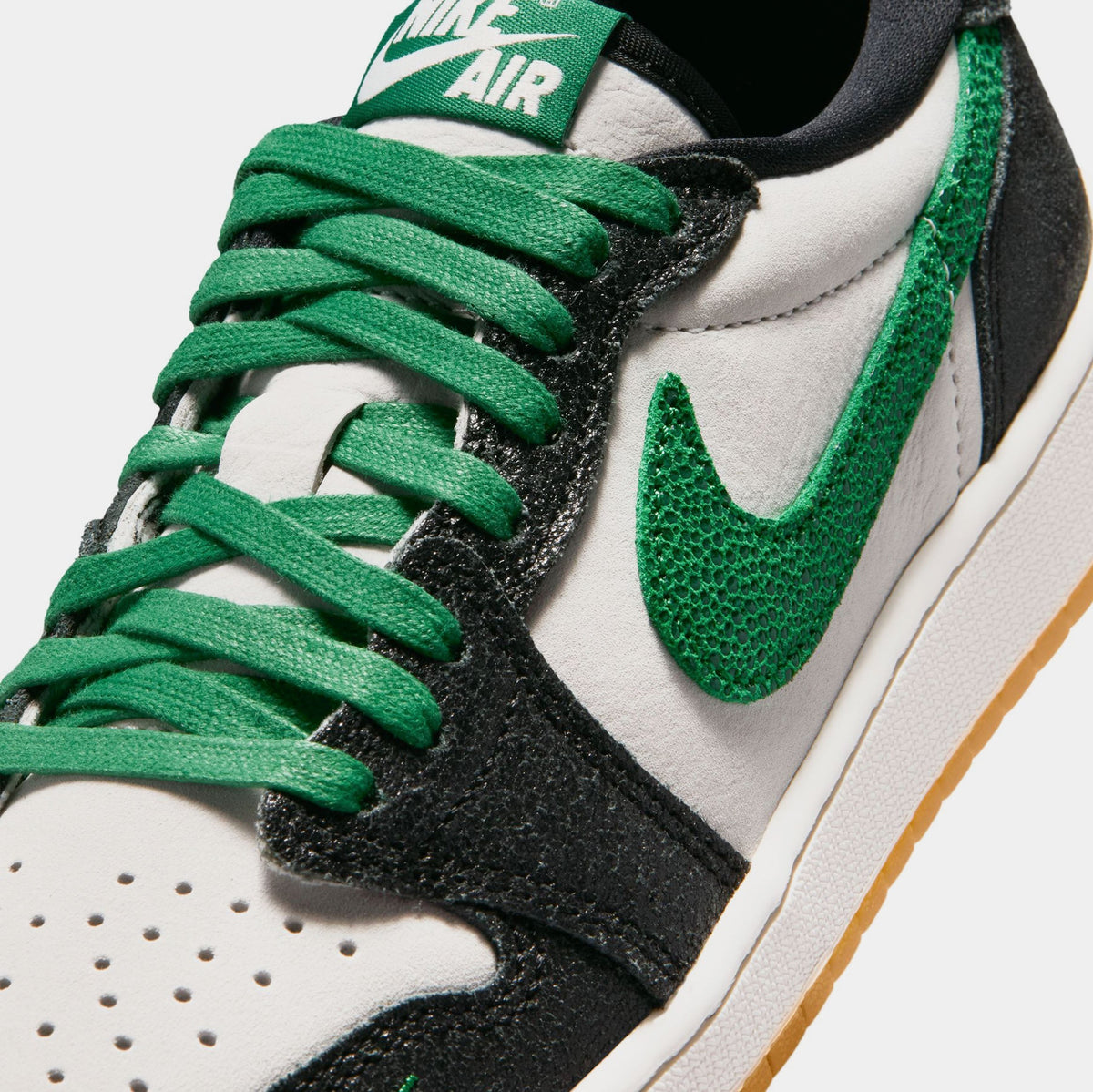 Air Jordan 1 Retro Low OG Phantom And Pine Green Grade School Lifestyle Shoes (Phantom/Pine Green/Black)