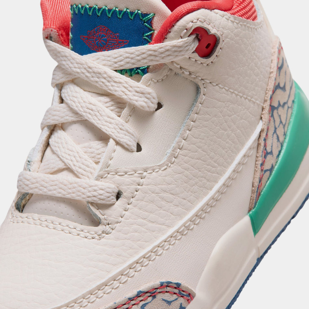 Air Jordan 3 Retro Play Your Way Infant Toddler Lifestyle Shoes (Chalk/Track Red/True Blue/Kinetic Green) Free Shipping