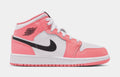 Air Jordan 1 Mid Grade School Lifestyle Shoes (Pink Gaze/White/Black)