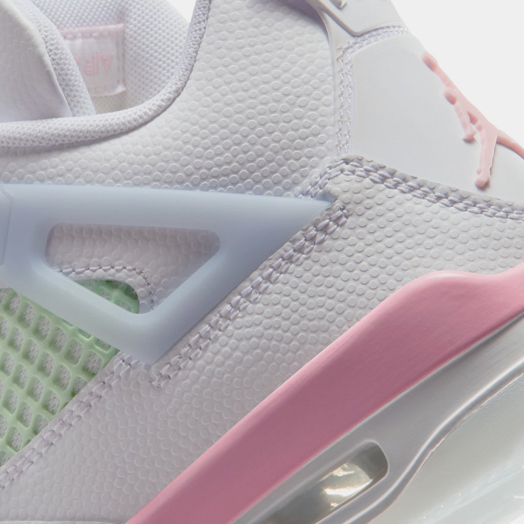 Air Jordan 4 Retro Medium Soft Pink Grade School Lifestyle Shoes (White/Medium Soft Pink/Half Blue)